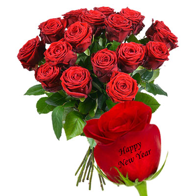 "Talking Roses (Print on Rose) (18 Red Roses) - Happy New Year - Click here to View more details about this Product